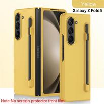 Itin plonas dėklas telefonui Samsung Galaxy Z Fold 7 6 5 4 3 su rašiklio laikikliu, stoveliu, plastikinis, atsparus smūgiams, apsauginis kietas dangtelis Galaxy Z Fold4 geltona