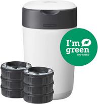 TOMMEE TIPPEE SANGENIC TWIST AND CLICK ADVANCED SAUSKELNIŲ KONTEINERIO IR 6 VNT. KASEČIŲ RINKINYS, WHITE