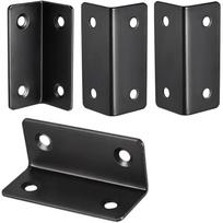 4 vnt. nerūdijančio plieno L formos kampuočiai – 80x20x20mm ir 60x25x25mm, 2mm storio, juodai padengti, medienos apdirbimui, baldams, turėklams – vidaus/lauko 60*25mm