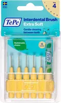 TePe Interdental Brush Extra Soft tarpdančių šepetėliai, 0,7 mm (4), šviesiai geltoni, 6 vnt.
