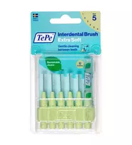 TePe Interdental Brush Extra Soft tarpdančių šepetėliai, 0,8 mm (5), šviesiai žali, 6 vnt.