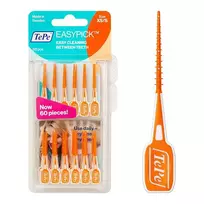 TePe EasyPick tarpdančių šepetėliai, XS/S, oranžiniai, 60 vnt.
