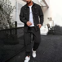 Men's Long Sleeved Work Shirt With Multiple Pockets And Trousers  Casual Two Piece Suit  Casual And Versatile L juoda