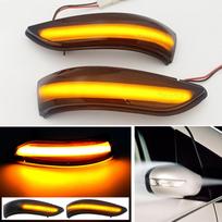 2x Dinamiški šoniniai veidrodėliai su nuosekliai mirksinčiais LED posūkio signalo indikatoriais, skirti Mercedes Benz A B klasės W169 W245 2005-2008