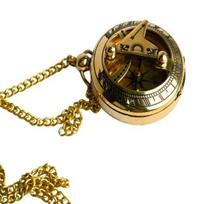 5,08 cm žalvarinis saulės laikrodis-kompasas pakabukas su grandinėle, navigacinis papuošalas, dovana, steampunk, marinistinis vėrinys keliautojui, kolekcionieriui, dovana