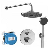 Ideal Standard Ceratherm 100 potinkinė termostatinė sistema: apvali 260 mm dviejų srovių lietaus galva, rankinis dušas 1