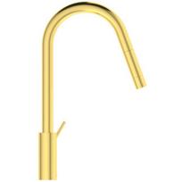 Plautuvės maišytuvas Ideal Standard GUSTO sukiojamu ir ištraukiamu snapu, vandens temperatūros ribojimas, brushed gold