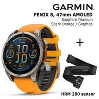 GARMIN Fenix 8 47 mm, AMOLED, Sapphire Titanium + HRM 200 Sensor sportinis laikrodis 010-02904-11 / 010-13388-00