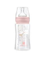 Stiklinis maitinimo buteliukas KikkaBoo Hippo Dreams, rožinis, 3+ mėn, 240 ml