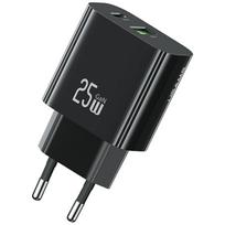 USAMS 25W Fast Charging Charger with 1x USB-C and 1x USB-A