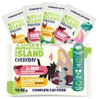 ANIMAL ISLAND Kasdieninis vištienos ir jautienos filė sultinyje - šlapias kačių ėdalas - 4 x 85 g