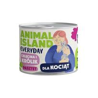 ANIMAL ISLAND Everyday veršienos ir triušio ėdalas kačiukams - šlapias kačių ėdalas - 185 g