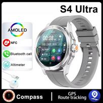 2025 NAUJA S4 Ultra išmani apyrankė Vyriškas laikrodis AMOLED HD ekranas Bluetooth skambutis GPS trajektorija NFC Širdies ritmas Kompasas Išmanieji laikrodžiai Silicone Belt sidabras