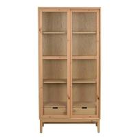 Vitrina natūralios spalvos iš ąžuolo su stumdomomis durimis 100x203 cm Hazelton – Rowico