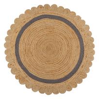 Rankų darbo pilkos spalvos/natūralios spalvos iš džiuto apvalios formos kilimas ø 160 cm Grace Grey – Flair Rugs