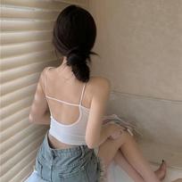 Spicy Girl Padded Backless Camisole - Women's Sexy Summer Back Design Crop Top One size fits 35-65 kg balta