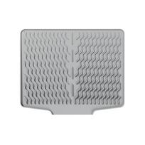Silikoninis indų džiovinimo kilimėlis su drenažiniu krašteliu 15,6'' X 12,9'' Silikoninis indų džiovinimo kilimėlis virtuvės stalviršiui, džiovinimo kilimėlis kriauklei šviesiai pilka spalva