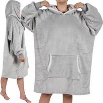 XXL šiltas gobtuvas, oversize megztinis antklodė, pilkas