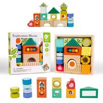 Medinės sensorinės kaladėlės su 7 funkcijomis CLASSIC WORLD Montessori