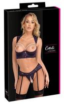 Violetinis atviras liemenėlės ir kelnaičių rinkinys su karoliukais 85B/L Cottelli LINGERIE