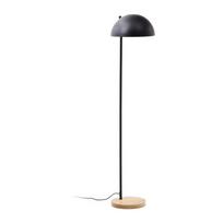 Juodos spalvos/natūralios spalvos pastatomas šviestuvas (aukštis 150 cm) su metaliniu gaubtu Catlar – Kave Home