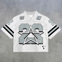 ZYLLO American Harajuku Splicing Retro Trend Hip-hop Baseball Sports Short-sleeved Men's Loose Mesh T-shirt Printed Couple Tops S