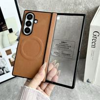 Verslo Stiliaus Odinis MagSafe Telefono Dėklas, Skirtas Samsung Galaxy Z Fold 7 6 5 5G, Ekrano Apsauga, Vyrio Magnetinis Belaidžio Įkrovimo Dangtelis Galaxy Z Fold7
