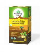 Žalioji arbata su Tulsi, Citrina ir Imbieru (25 pak., 1,8 g), Tulsi žalioji arbata su citrina ir imbieru, ekologiška, Organic India