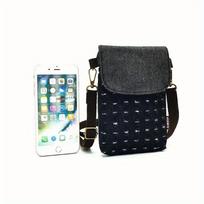 Džinsinis 3 sluoksnių Moteriškas Mini Messenger Mobiliojo telefono krepšys Dėklas Pečių Krepšys Piniginė Krepšys Rankinė Piniginė Moteriškas krepšys Nešiojamasis krepšys juoda