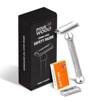 Pink Woolf Double Edge Safety Razor for Men CC87 (Close Comb), Shaving Razor Men Eliminates Nicks & Cuts, Anti Slip Grip ,Pack Of 1 (CHROME)