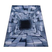 Mėlynas 3D kilimas 160x220 cm svetainei ar kambariui, moderni optinė iliuzija