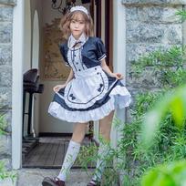 Seksuali, miela gotikinė Lolitos suknelė, kambarinės kostiumas, animacinis kostiumas, „Cosplay“ tarnaitės uniforma, Helovino kostiumas, moterims 3XL juoda
