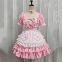 Sexy Lolita Pink Maid Dress Japanese Sweet Women Kawaii Dress Role Play Costume Halloween Party Cosplay Anime Kawaii Clothing S rožinė