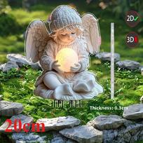 Angelas, 2D plokščias, akriliniai sodo smeigtukai, tinkami lauko vejai, terasai, gėlių vazonų dekoravimui, dovanoms, vakarėliams, Kalėdoms, Helovinui 20