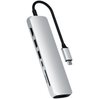 Satechi 7-w-1 USB-C Slim Multiport Adapter Ethernet (USB-C PD, 2x USB-A, HDMI 4K, Ethernet, czytnik kart micro/SD) (srebrny)