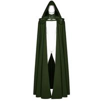 Vyriškas gotikinis viduramžių apsiaustas renesanso riterio kario nuimamas ilgas apsiaustas su gobtuvu Cosplay kostiumas didelio dydžio S juoda