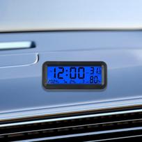 Kompaktiškas mini laikrodis su saulės įkrovimu automobiliui, su datos ir temperatūros rodymu gray