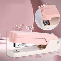 360° Rotating Heavy-Duty Stapler Effortless & Smooth Action Fashionable Design for Office School Home Use rožinė