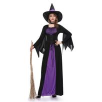 New Halloween Witch Costume Adults Role-Playing Purple Witch Dress Cosplay Costume S