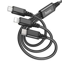 3in1 USB A to Lightning / Micro USB / USB C Hoco 2A 1 m X76 black