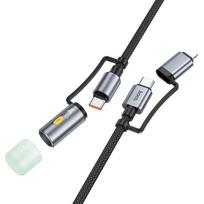 All-in-one USB C / Lightning to USB C / LED Light Hoco PD 3A 60W 1.2 m U138 black cable