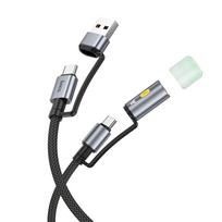 All-in-one USB A / USB C to USB C / LED Light Hoco 3A 60W 1.2 m U138 black cable
