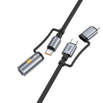 Hoco PD 3A 60W 1.2m USB C / Lightning to USB C / Cigarette lighter cable, grey, U138