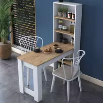 Virtuvės stalas, Hanah Home 120 x 153,6 x 53,8 cm, graikinis riešutas / Balta,