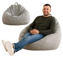 AD.CON Beanbag su ECO užpildu Puff Relax fotelis Sėdynės pagalvėlė Grindų pagalvėlė Bean bag 120x120x60cm 350L Šviesiai pilka, XL