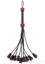 Botagas Hidden Desire Genuine Leather Roses Whip, juodas
