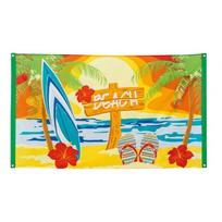 Havajų paplūdimio tematikos dekoracija - vėliava gimtadieniui tropikai tema su užrašu „BEACH“ (150×90 cm)