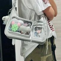 Y2k Harajuku Pečių krepšys Moterims Korėjietiškas Skaidrus Ita Krepšys Mokyklinis Crossbody Krepšys Moteriškas Japoniško Dizaino Preppy Rankinė Piniginė sidabras