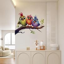 Creative Cute Birds Tree Branch Wall Stickers for Kids Bedroom Wall Background Decals Table Decoration 30 * 60CM (including bag)