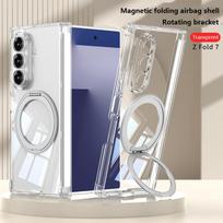 Samsung Galaxy Z Fold 7 Fold7 5G skaidrus TPU dėklas su pasukamu žiedo laikikliu, skaidrus magnetinis dėklas Samsung Z Fold 7